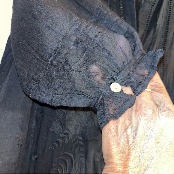 Kyla Seo Cotton Semi Sheer Embroidered Button Down Blouse - Picture 6 of 9